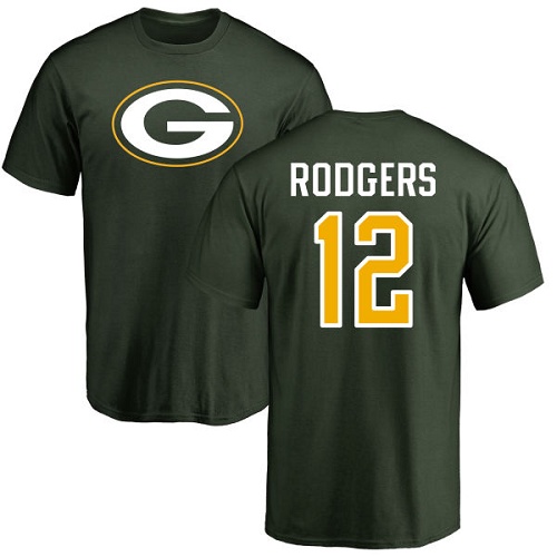Green Bay Packers Green #12 Rodgers Aaron Name And Number Logo Nike NFL T Shirt